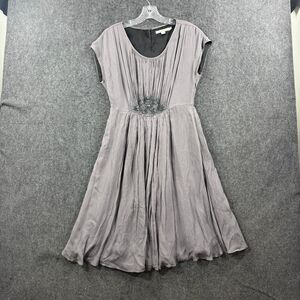Boden Georgette Dress Women’s 6R Gray Viscose A-Line Embellished Flowy